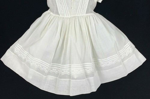 Vintage Girls 6 Lawn White Dress Fit and Flare Lace Trim Flower Girl Communion - Picture 7 of 11