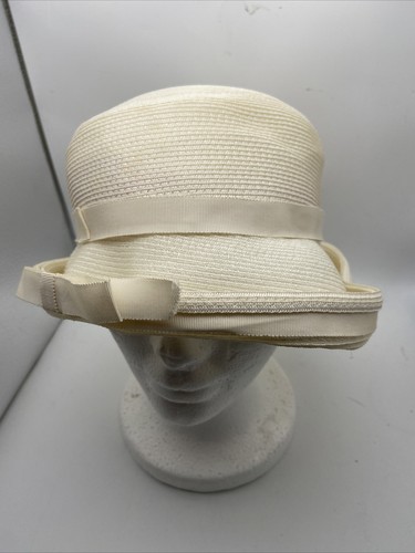Sombrero de red vintage Evelyn Varon blanco talla 7 - Imagen 2 de 8