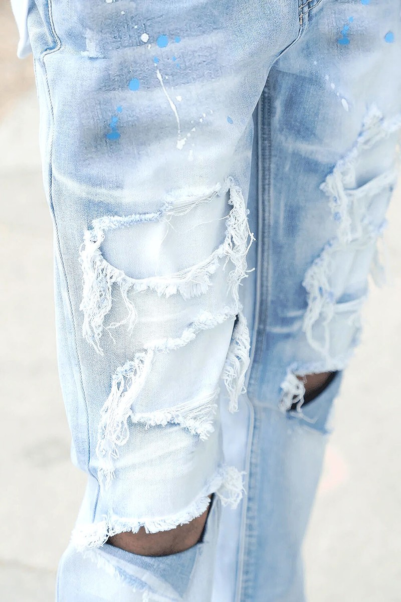 Victorious Men's Paint Splatter Knee Blowout Distressed