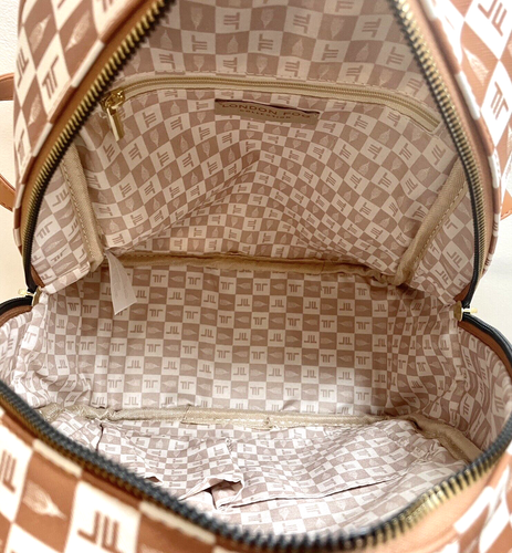 London Fog Backpack Camel Brown "HASLEY SIGNATURE" Travel Weekender Bag NWT - Picture 4 of 6