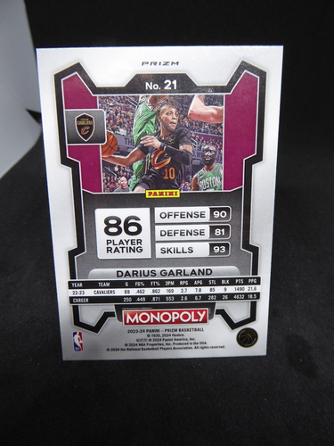 2023-24 Panini Prizm Monopoly NBA Purple Wave Darius Garland Cavaliers #21 - Bild 2 von 2