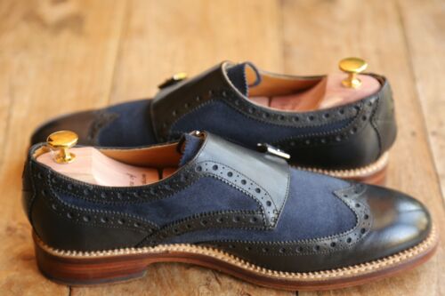 Oliver Sweeney Brantham Blue Leather Suede Monk Buckle Shoes Mens UK 9.5 US 10.5 - Picture 6 of 12