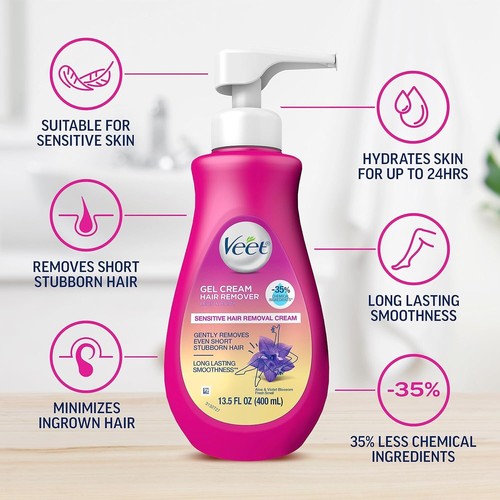 Gentle Moisturizing Hair Removal Cream for Sensitive Areas - 13.5 FL OZ Bottle - Picture 5 of 11