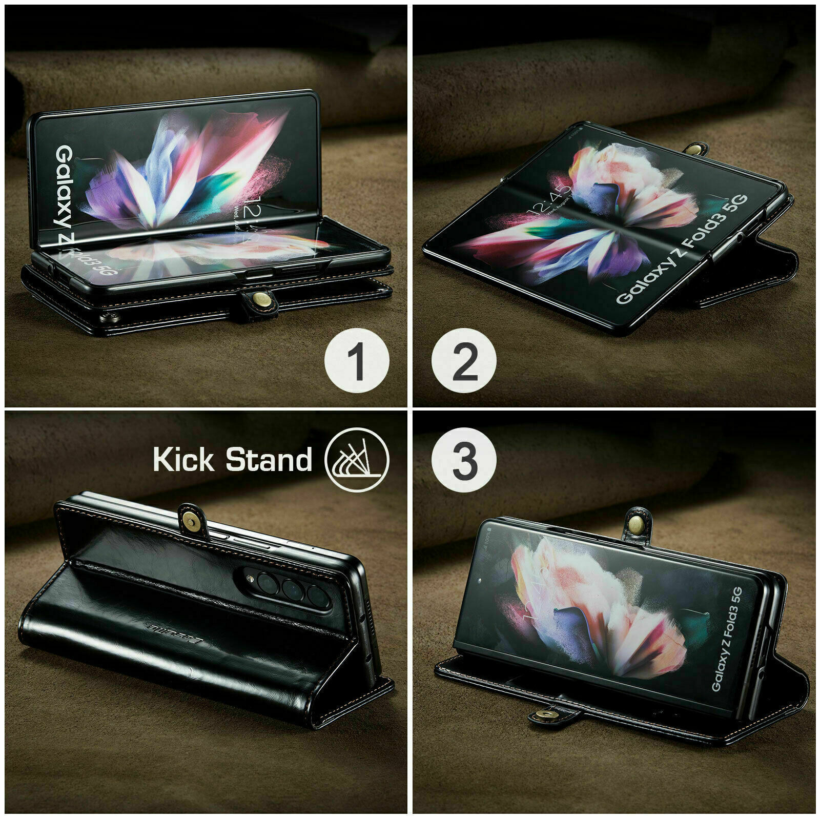 For Samsung Galaxy Z Fold 3 5G Leather Wallet Case Magnetic Flip Cover Tania natychmiastowa dostawa