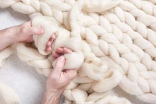 10 lbs Pounds Wool Roving Yarn, Make Your Own Large Chunky Knit Throw Blanket 