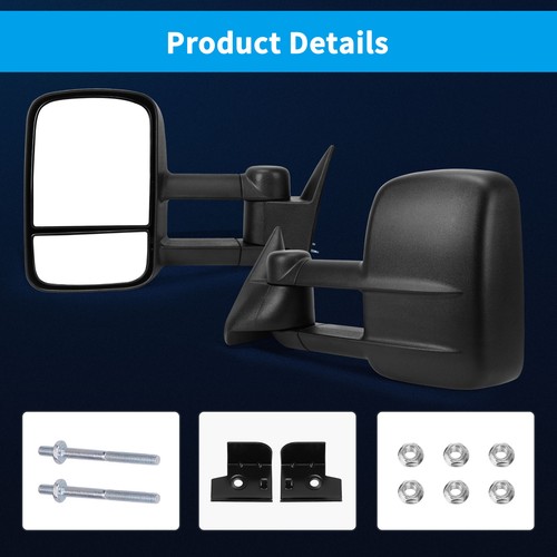Manual Tow Mirrors for 1988-1998 Chevy GMC C/K 1500 2500 3500 Side View Mirrors - Picture 8 of 9