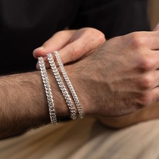 Mens Italy 925 SOLID Sterling Silver Miami Cuban 8" Bracelet 5,6,7 MM Available