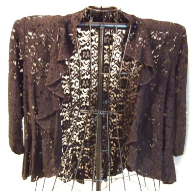 Women's Black Full Lace 3/4 Sleeve Open Wrap by Dressbarn - Size 14-16 - NWT