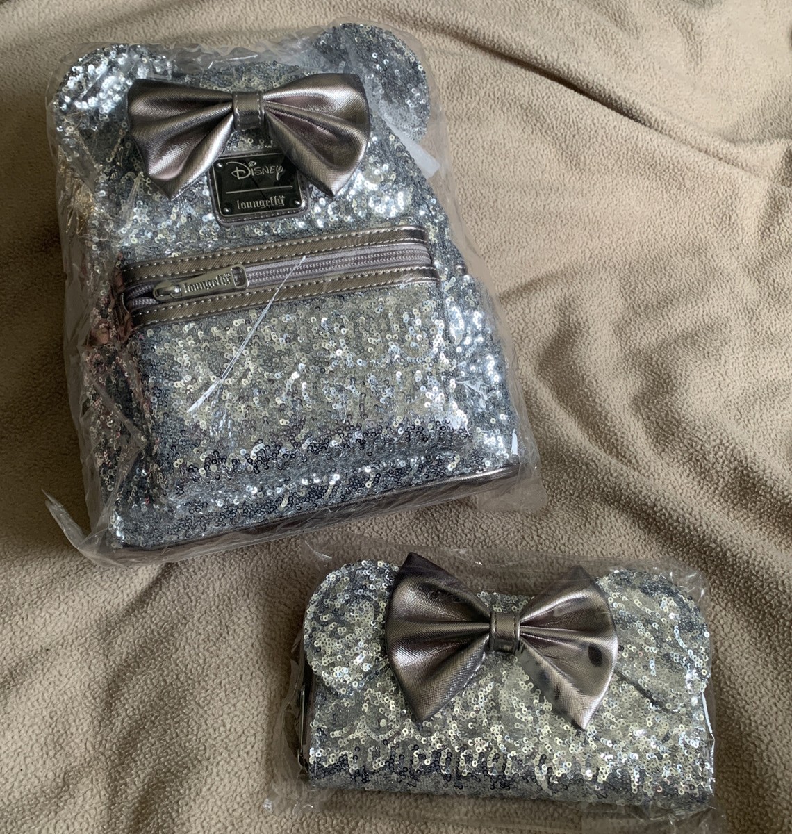 Loungefly Disney Minnie Mouse Silver Sequins Mini Backpack