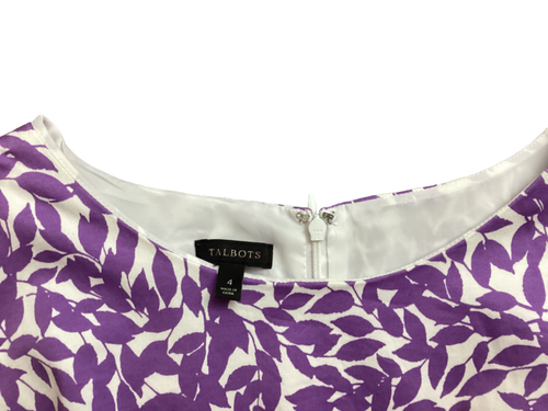 Talbots Dress Size 4 Purple White A-Line Fit & Flare Lined Pleated Sleeveless - Picture 5 of 9