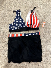 American Flag Stars and Stripes Bikini Red White Blue Size L