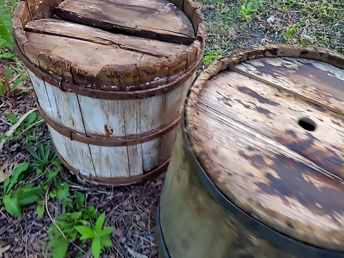 1 Antique & 1 Primitive Wood Slat Water Well Bucket Swing Handle (e7) - Bild 21 von 23