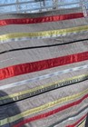 Crate & Barrel Clarendon Placemats Grey Colorful Ribbon Stripe Accent - Set Of 4