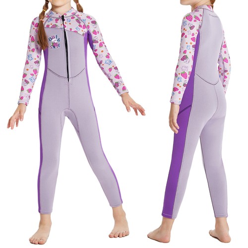 Big Girls 2.5mm Neoprene Wetsuit Long Sleeve Full Body Jumpsuit Surfing Diving - Picture 4 of 28