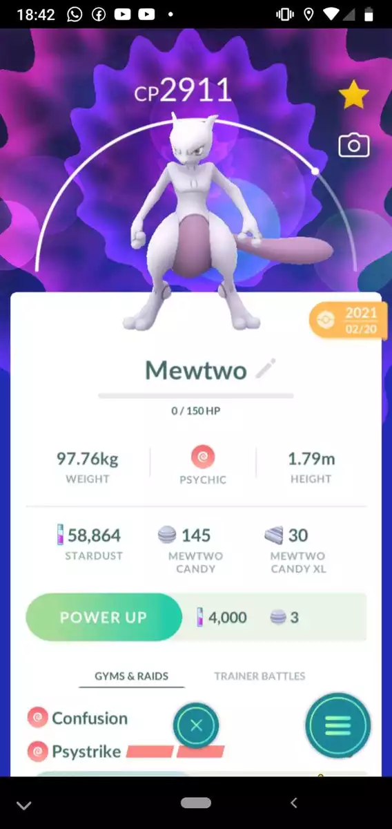 Pokémon Go shiny Mewtwo ~PSY STRIKE~ WEATHER BOOSTED~ reliable