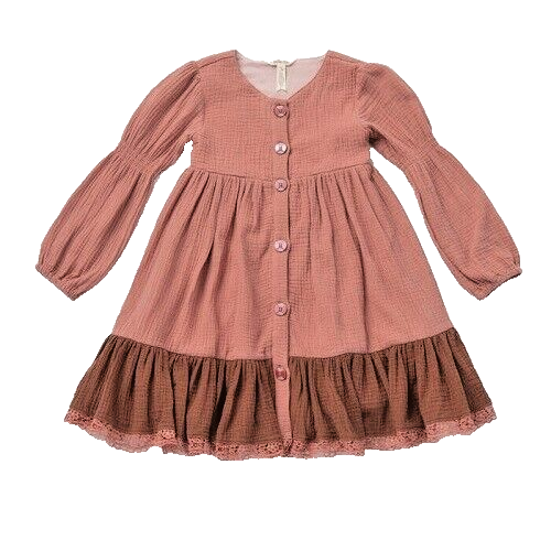 Vestido Matilda Jane Just Imagine Veda Niñas Tejido Arrugado Bloque de Color Cedro Talla 8 - Imagen 1 de 3