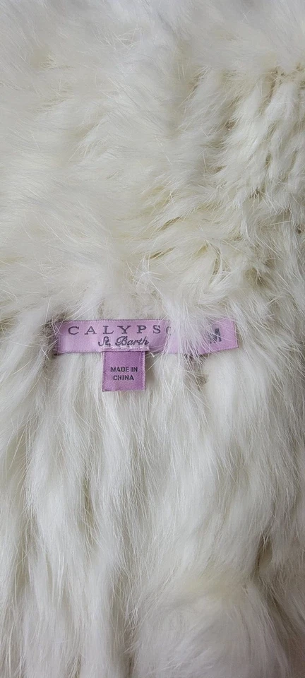 Precioso Chaleco de Piel de Conejo Calypso St. Barth - Kiesza Blanco/Negro Talla M Foto 2 de 4