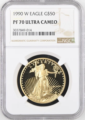 1990 W 1 Oz $50 Proof Gold American Eagle NGC PF70 Ultra Cameo 3037849-014