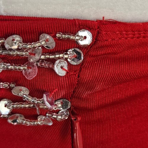 Metrostyle Vintage 90er Pailletten Perlen Neckholder Top Small rot silber - Bild 7 von 14