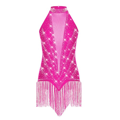 Damen Kleider Stadium Tanzbekleidung ChaCha Kostüm Nachtclub Outfit Bar Strass - Bild 34 von 90