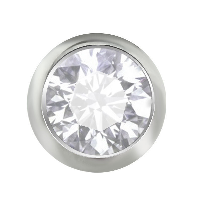 PAIR 3MM 4MM CLEAR FLAT CZ GEM STEEL DERMAL ANCHOR TOP HEADS FACE BODY PIERCING - Picture 2 of 2