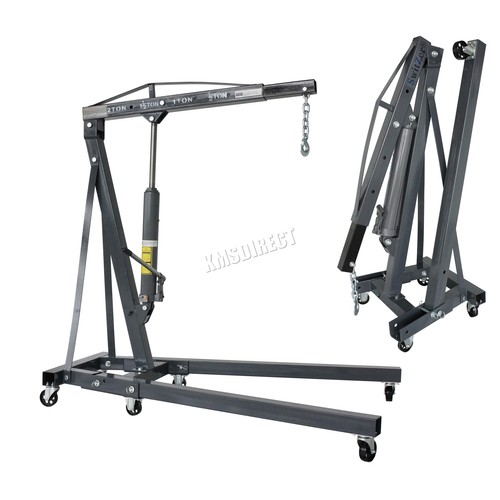 SwitZer Grey 2 Ton Hydraulic Folding Engine Crane Stand Hoist lift Jack Wheel - Afbeelding 1 van 11