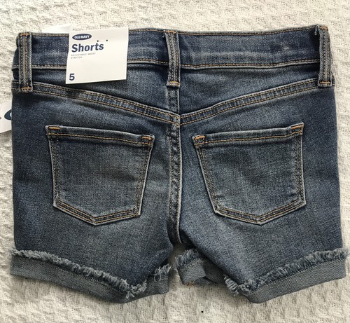 girls shorts Old Navy Raw-Hem Midi Jean Shorts for Girls Size 5 denim blue - Picture 7 of 11