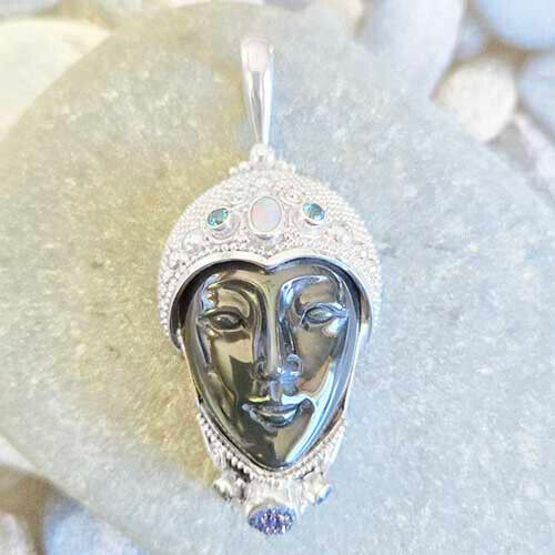 Sterling Silver Beaded Rainbow Obsidian Pendants Sterling Silver Beaded Rainbow Obsidian Pendants