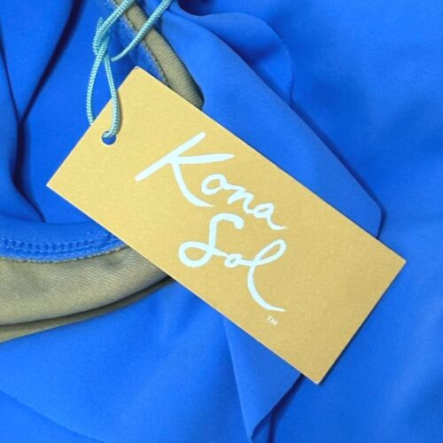 KONA SOL Ruched One Piece Bikini V-Neck Ruffle Swims Full Coverage Blue 22 - Picture 11 of 13