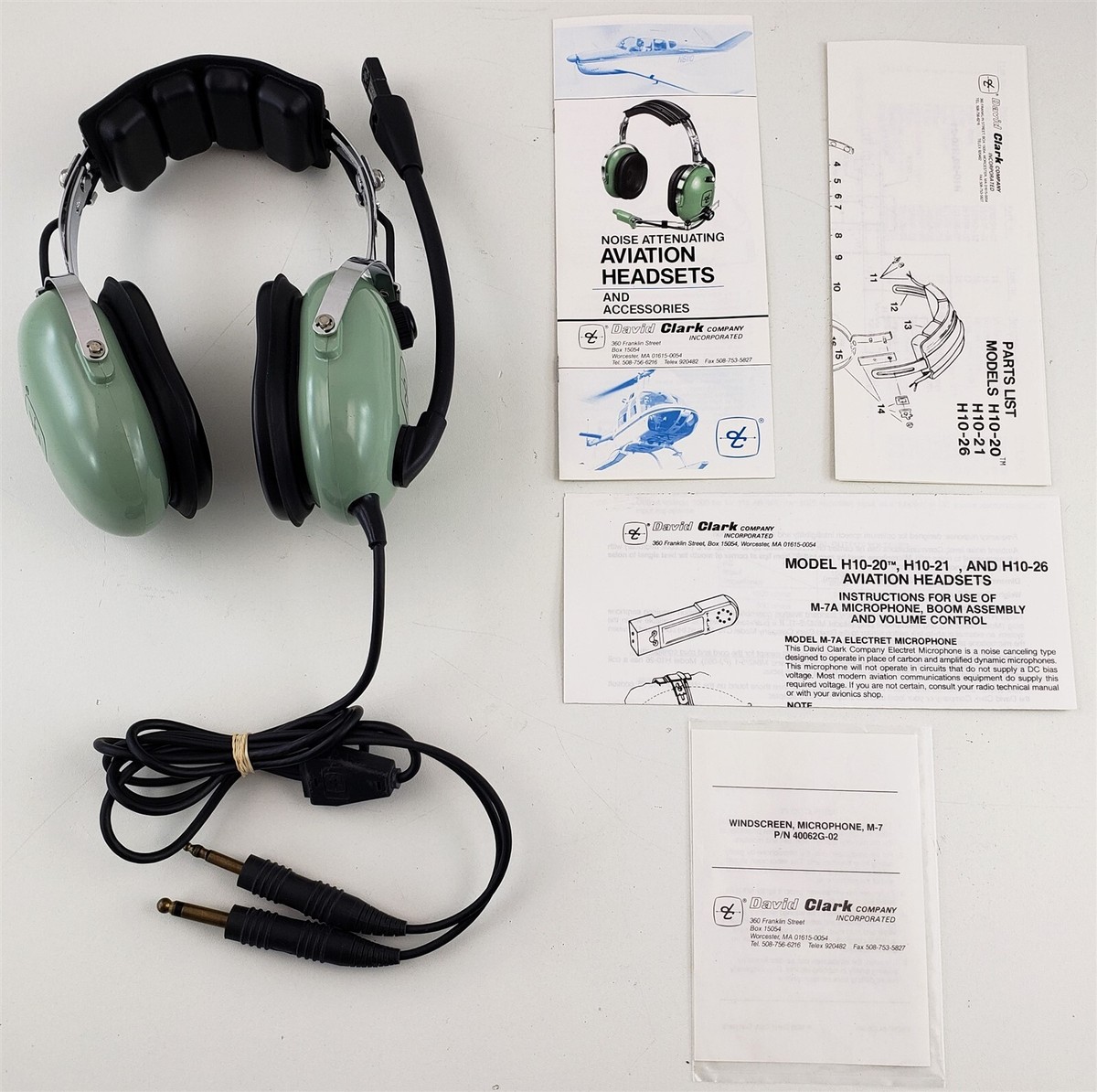 David Clark Company Inc H1-20 Aviation Headset with M-7A Mic for