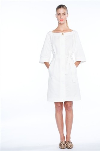 J.Crew Size 6 Bateau Trench Dress Hidden Button Front Removable Belt Ivory - Picture 2 of 12