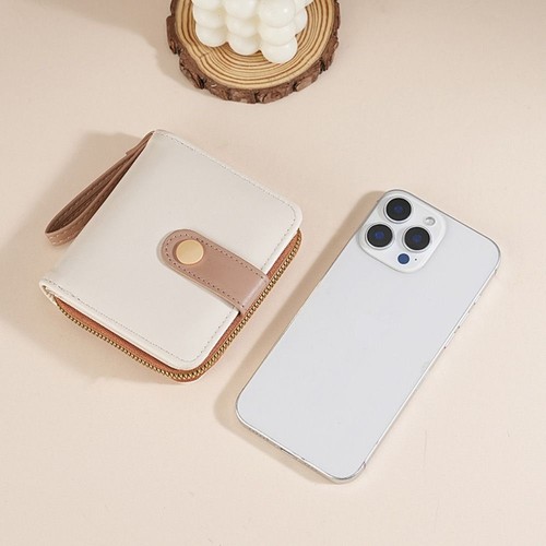Solid Color Women's Wallet Short PU Purse Simple Lady Wallet Card Bag - Picture 4 of 11