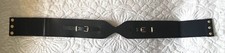 Tory Burch New Black Leather Gold Buckle Stretch Canvas Belt Size Small 27.75  