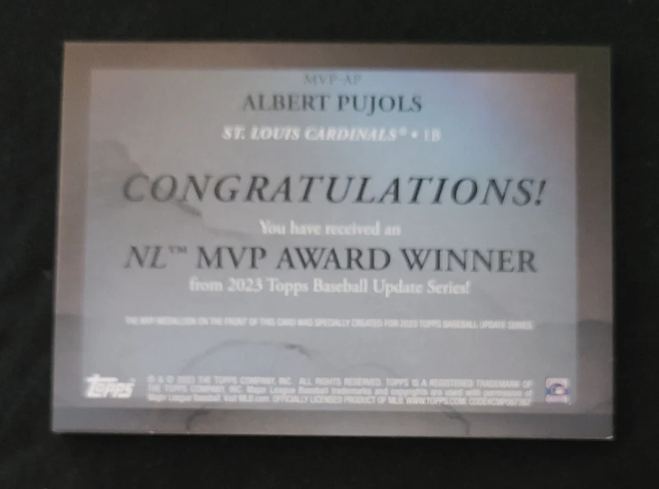 2023 Topps Update MVP Medallion # MVP-AP Albert Pujols - St. Louis Cardinals - Image 2 of 2