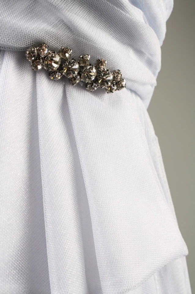 Mini Vestido Babydoll Hailey de Malla en Capas Sin Tirantes Talla 12 14 Blanco Nuevo con Etiquetas $99 Foto 2 de 3