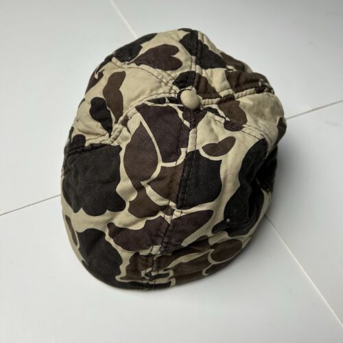 Vintage Duck Camo Frogskin Camouflage Hat Hunting Brown Beige Insulated Army - Picture 4 of 6