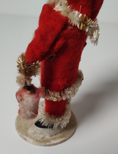 Vintage Japón 5" Papá Noel Fieltro Mica Cartón Chenille Navidad Putz Decoración - Imagen 5 de 6