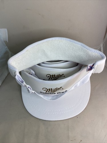 MILLER Genuine Draft Beer Hat New Old Stock Vintage 1990s Adjustable Visor White - Picture 4 of 7