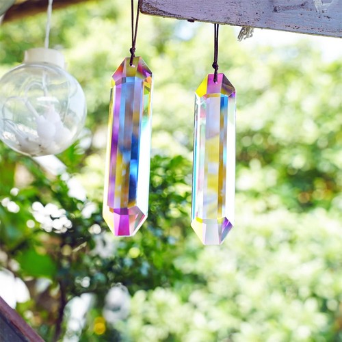 Rainbow Pillar Crystal Prism Sunlight Catcher Pendant 8cm - Picture 6 of 8