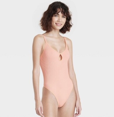Colsie Bodysuit Women's S Small Pink Seamless Stretch Ribbed One Piece New