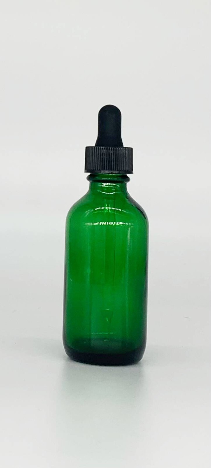 1 - 2 oz Green Boston Glass Bottles, with Glass Eye Dropper 