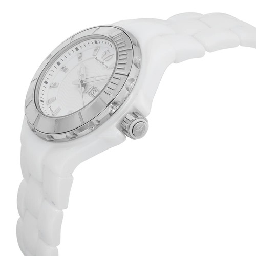 Technomarine Cruise 36mm Ceramic Steel White Dial Day Date Ladies Watch 110022C - Picture 3 of 4