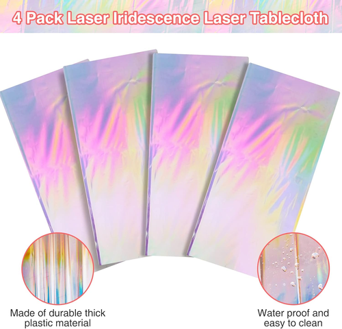 "Shiny Iridescent Plastic Tablecloths - 4 Pack" - Picture 4 of 7