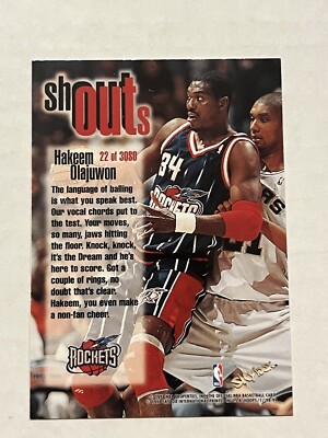 1998-99 NBA Hoops HAKEEM OLAJUWON Shouts Insert #22 Houston