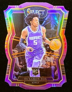 2017-18 Select De’AAron Fox PURPLE PRIZM RC #/99 DIE-CUT #175 SAC