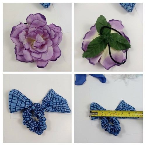 Assorted Ponytail Holders Lot Of 10 Hair Ties Multiple Colors -Frilly -Flowers - Picture 9 of 12