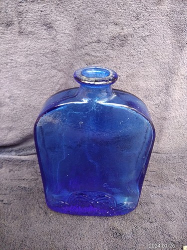 Vidrios De Levante (GOOD COND) 18cm 7" Cobalt Blue Glass Bottle Flask Hand Blown - Picture 13 of 13