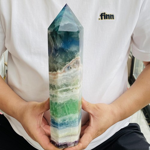 Natural Fluorite Obelisk Quartz Crystal Healing Reiki Wand Tower Point 2720g - Picture 5 of 14