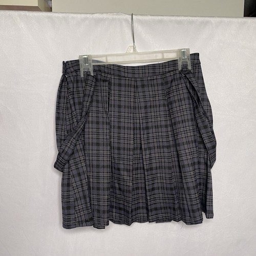 HOT TOPIC Black & Grey Plaid Suspender Skirt SIZE L - Bild 6 von 7