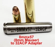 8mmx57 to 32ACP Caliber Adapter -Stainless - Free Case and Free Shipping!